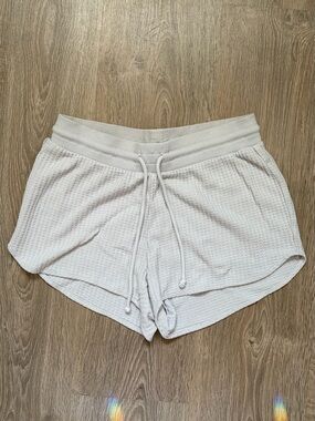 Women's White Soft Waffle Knit Sleep Shorts - Size S